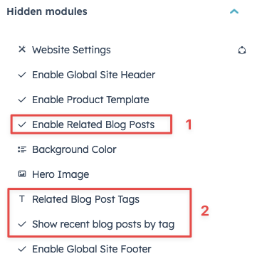 related blog post tag settings